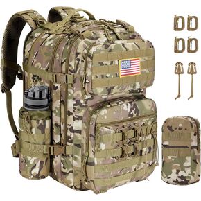 CVLIFE 60L-50L Large Tactical Backpack for Men, 900D Heavy Duty Bug out Bag Backpack, Expandable Molle Military Backpack, Army 3 Day Assault Pack Rucking Backpack for Hunting, Hiking, Camping, Black
