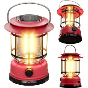 3 Pack Solar Camping Lanterns with Stepless Dimming, Rechargeable Battery LED Lanterns for Power Outages, Outdoor Camping Lights for Camping Garden Yard Hiking Home