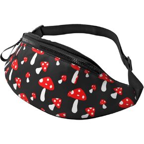 Red Mushroom Fanny Pack Crossbody Waist Bag Pack for Men Women. Belt Bag for Travel Walking Running Hiking Fishing.