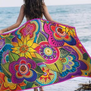 منشفة شاطئ كبيرة الحجم من الألياف الدقيقة - 40 × 63 بوصة، خالية من الرمال، سريعة الجفاف، فائقة النعومة، مثالية للسفر وحمام السباحة واليوجا والتخييم - تتضمن حقيبة سفر برباط متطابقة وزنابق ماء مونيه in Kuwait