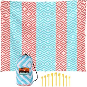 Port & Sea Cruise Club Water Resistant Beach Blanket Sand Resistant - 9' x 7' Large Beach Blanket Fits 4 to 7 Adults - Beach Blankets | Picnic Blanket | Camping Blanket
