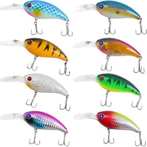Crankbait الصيد السحر عدة، 8PCS الغوص العميق Crankbait Swimbait Topwater باس الصيد السحر الطعوم الصلبة أسماك كرنك الطعم السحر لباس سمك السلمون المرقط سمك السلمون المياه العذبة المياه المالحة