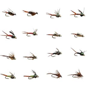 Fly Fishing Flies |16pc Flies for Fly Fishing | Nymph Flies | Trout Flies | 8 Patterns in Hook Size 12 with Fly Box | Fly Fishing Assortment