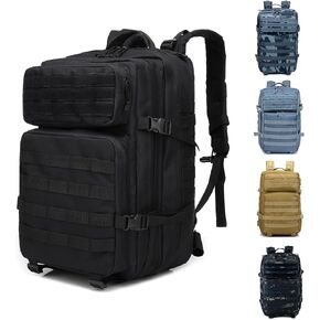 حقيبة ظهر تكتيكية عسكرية من OKYUK، حقيبة ظهر 45 لتر من الجيش مولي، حقيبة ظهر للتنزه سيرًا على الأقدام لمدة 3 أيام، حقيبة ظهر كبيرة للتخييم للرجال والنساء مع نظام مولي (أسود) in Kuwait