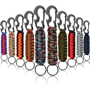 10 Pcs Paracord Keychain Survival Military Lanyard Keychain Tactical Rope Bottle Opener Keychain Survival Cord Keychain Men's Novelty Keychains Survival Tools for Outdoor Camping Hiking