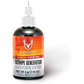 Hunters Specialties Buck Bomb Synthetic Scrape Generator Liquid w/Wicks | Deer Buck Lure Hunting Primetime Post/Pre-Rut Scent Attractant for Hunting, 4 Oz (118 ml.)