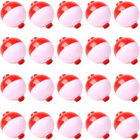 lasenersm 20 Pieces Fishing Float Fishing Bobbers Fishing Floats Bobbers 1.25inch Fishing Bobbers Floats Fishing Controller Fishing Float Ball Fishing Bubble Floats, Red and White