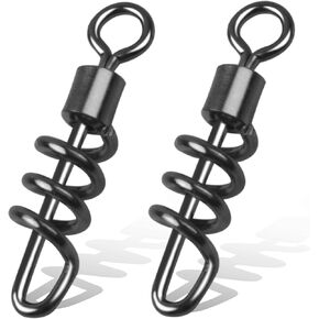 Corkscrew Snap Fishing Swivels, 50PCS Heavy Duty Swirl Connector Fishing Tackle Quick Fishing Lure Line Connectors Saltwater Freshwater 8#-2/0