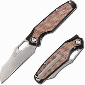 KANSEPT Tuckamore Camping Pocket Knives for Men 8.12in Folding Pocket Knives with 3.54in Satin CPM 20CV Material and Titanium Shred Carbon Fiber Handle for Outdoor, Tactical, Survival K1052A1