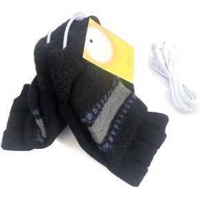 Women's & Men's USB Heated Gloves Mitten Winter Hands Warm Laptop Gloves, Knitting Hands Full & Half Heated Fingerless Heating Warmer Washable Design (Black)