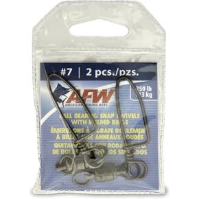American Fishing Wire Black Ball Bearing Snap Swivels (2 Pieces), Size 7, 250 Pound Test
