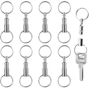 8pcs Quick Release Keychains, Portable Detachable Pull Apart Key Ring Quick Disconnect Carabiner Key Chain Double Split Ring Keychain Snap Holder for DIY Craft Men Women Accessories Gift