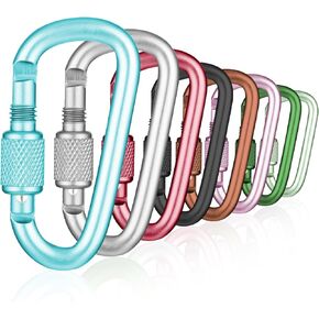 8 Pcs Carabiner Keychain Clip, Ymapinc D-Ring Locking Carabiner Keychain Clip, Snap Hook Sport Accessories for Outdoor Camping Hiking Keychain Dog Leash