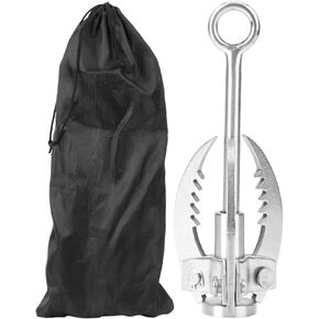 3-Claw Grappling Hook - Stainless Steel Folding Claw Carabiner, Outdoor Survival and Rock Climbing Tool, Highly Versatile Climbing Hook, Survival Gear and Supplies for Camping Hiking