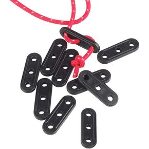 20 Pieces Plastic Cord Tensioners Cord Adjuster Rope Buckle Fastener Tightener for Camping Hiking Outdoor Activities Black