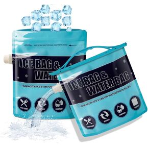Cooler Ice Bag Reusable Container 2 Pack/ 2.5lb Per Each, Long Lasting Ice Packs for Coolers to Provide Drinkable Chilled Water for Indoor & Outdoor Party in Kuwait