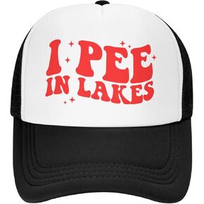 I Pee in Lakes Trucker Hat Funny Hats Adjustable Classic Fishing Cap for Men and Women Black