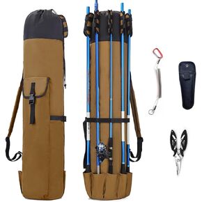 Fishing Rod Bag Storage Bags, Water-resistant Fishing Pole Case Portable Fishing Rod Carrier Case Foldable Fishing Organizer (Blue)