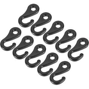 MECCANIXITY Camping Snaps Hooks Plastic Buckles, 6.5mm Hole Clip Accessories for Tent Canopy, Black Pack of 20