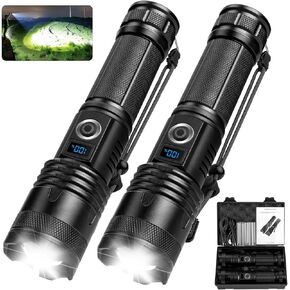 Flashlights High Lumens Rechargeable 2 Pack,990000 Lumens Super Bright Flashlight, Powerful Led Flashlight with 5 Modes & IPX6 Waterproof, Brightest Handheld Flashlights for Home, Camping, Hiking