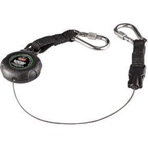 Ergodyne - 19300 Squids 3000 Retractable Lanyard with Carabiner Mount and Attachment End, Tool Weight Capacity 1 lbs,Black