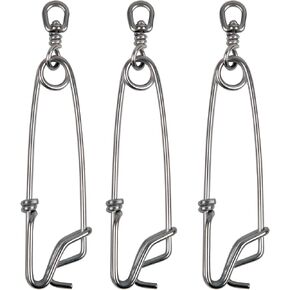 Longline Snap Clips,3pcs/6pcs Stainless Steel Fishing Snaps Tuna Clips Long Line Branch Hangers Snaps Fishing Float Decoy Fishing Tackle Easy On/Off