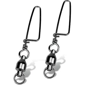 High Strength Ball Bearing Swivels with Coastlock Snaps Welded Ring Black Nickel Fishing Snap Swivels Corrosion Resistance Barrel Swivel for Freshwater Saltwater