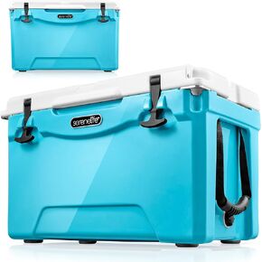 SereneLife Portable Cooler Box, Holds 63 Cans, Keeps Ice Up to 5 Days, Heavy-Duty, 2-Way Carry Handles, Leak-Resistant, Durable, Ideal for Beach, Picnics, and Sports