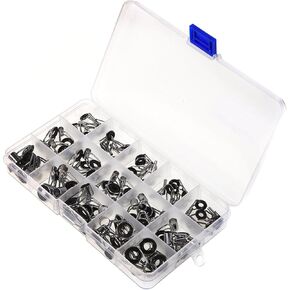 75 Pcs Fishing Rod Tips Quick-Fix Fishing Pole Eyes Lightweight Rod Tip Repair Kit Wear Resistant Ceramic Ring Durable Guide Replacement Fishing Kit Fishing Rod Repair Kit