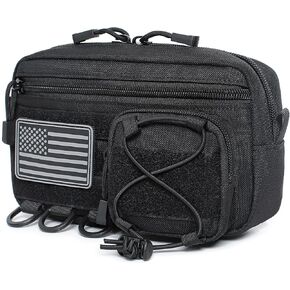 Tactical Molle Horizontal Admin Pouch with Front Drawstring Pocket EMT Pouch EDC Utility Orgaznier Bag