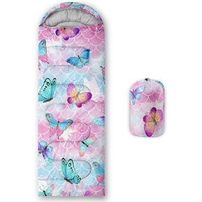 BailiPromise Camping Sleeping Bags,Mermaid Horse Butterfly Starry Sky 3 Season Warm & Cool Weather,Lightweight,Waterproof Sleeping Bags for Adults & Kids,Traveling,and Outdoors,Camping Gear Equipment