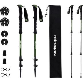 Retrospec Solstice Trekking & Ski Poles for Men & Women - Aluminum w/Foam Grip - Adjustable & Collapsible Lightweight Hiking, Walking & Skiing Sticks - Matte Forest