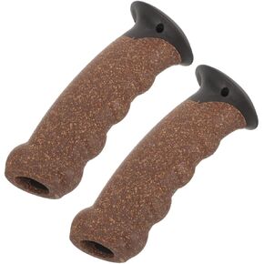 Kisangel 2pcs Trekking Pole Handle Walking Stick Head Wooden Cane Handle Ski Stick Handle Grip Cane Replacement Hand Grip Crutch Handle Pads Walking Cane Grip Elder Universal Rod Cork Round