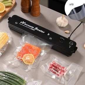 Vacuum Packaging Machine, Household Food Automatic Sealing Machine, Kitchen Food Sealer Machine for Food Storage Preservation Hygiene, with 10 Vacuum Bags
