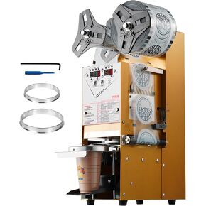VEVOR Cup Sealing Machine, Full Automatic Cup Sealer Machine for Electric Tea Sealer with Digital Control LCD Panel for Bubble Milk Tea Coffee, 500-650 Cups/H,180 mm Tall & 90/95 mm Cup, Black