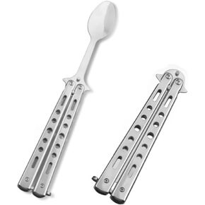 Butterfly Spoon Camping Spoon, Foldable Utensils Convenient Spoon Camping Stainless Steel Utensils for Kitchen BBQ Camping Travel Outdoor