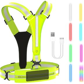 LED Reflective Vest Running Gear 7 Lights Colors Rechargeable High Visibility Safety Vest Reflectors Walking at Night