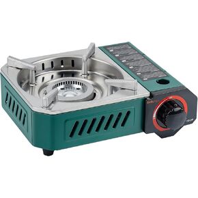 ONLYFIRE Butane Stove with Carrying Case, Portable Camping Stove, 13.5x11in Compact Backpacking Camp Stove for Camping, Hiking, RV Trip, Breakfast, Hotpot and Emergency, 6900BTU, Green GS347