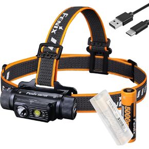 Fenix HM70R 1600 Lumen USB-C Rechargeable Headlamp with Dual ARB-L21-5000, White, High CRI and Red LEDs & LumenTac Organizer
