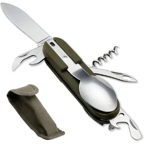 8 in 1 Camping Cutlery Set Detachable Stainless Steel Folding portable Camping Cutlery Camping Utensils Folding Tableware Detachable Outdoor Travel Utensils Set with Store Bag for Travel Camping