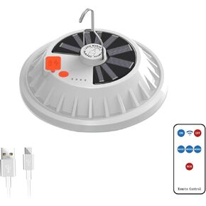 USB Solar Camping Light with120 LED and Remote Control,Rechargeable 5 Working Modes Hanging Tent Lantern,IPX4 Waterproof Emergency lamp with Power Display for Camping, Hiking, Outages, Garage