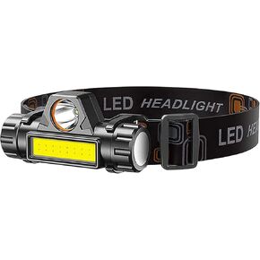 1 Pack Rechargeable Forehead Head Light - Night Walking Construction Headlamp USB 2000 Lumens Waterproof LED Lights Rotation Adjustment Modes for Camping Fishing Garage Work Headlight Flashlight
