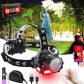 VASTFIRE Head Lamps LED Rechargeable Super Bright Hunting Headlamp Head Lamp 3 Battery Powered Head Lights for Forehead Coon Hunting Lights Deer Hunting Accessories Elk Duck Hunting Gear