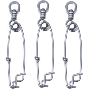 Longline Branch Hangers with Swivels 10pcs Stainless Steel Floatline Tuna Clip Snap Strong Fishing Connectors for Sea Fishing Test 400LB-1100LB