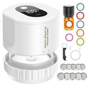 Mason Vacuum Sealer, Electric Mason Jar Vacuum Sealer Kit for Wide Mouth and Regular Mouth Mason Jars, Vacuum Sealer for Mason Jars with Canning Opener