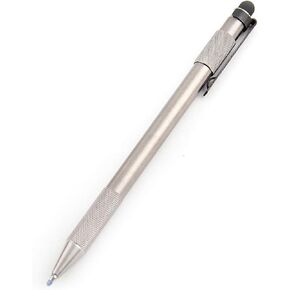 Titanium Tactical Pen Bolt Pen with Glass Breaker Function G2 Refill and Carry Bag(Silver)