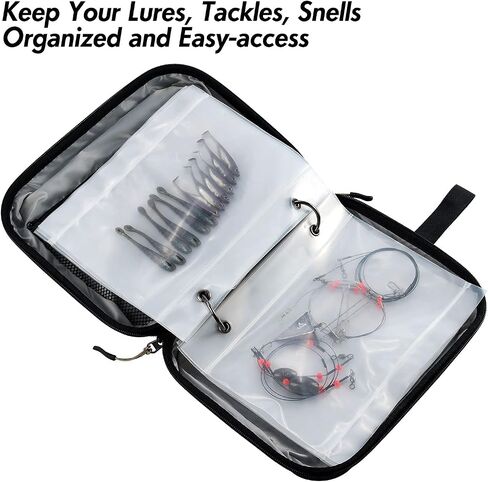 Dr.Fish Soft Bait Binder Organizer, Hard Cover Fishing Tackle Storage Binder, Lure Cover Bag with 8 Waterproof PVC Pockets for Soft Lures, Worm Snell Rigs Jigs Lure Wrap Wallet in Saudi Arabia