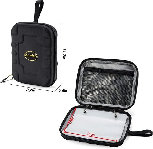 Dr.Fish Soft Bait Binder Organizer, Hard Cover Fishing Tackle Storage Binder, Lure Cover Bag with 8 Waterproof PVC Pockets for Soft Lures, Worm Snell Rigs Jigs Lure Wrap Wallet in Saudi Arabia