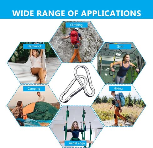 60 Pcs Heavy Duty Carabiner Clips, M5 Carbon Steel Carabiner, Spring Snap Hook Clips, Outdoor Carabiner Clip, Locking Climbing Carabiner for Camping Fishing Hammock in Saudi Arabia