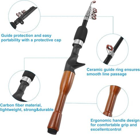 PATIKIL Telescopic Fishing Rod, Fiberglass Portable Fishing Pole Collapsible Fishing Gear for Travel Saltwater Freshwater in Saudi Arabia